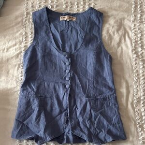 Free People Indigo Button-Front Blouse